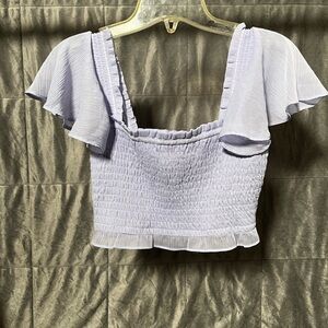 Bar III Light Purple Ruffled Crop Top